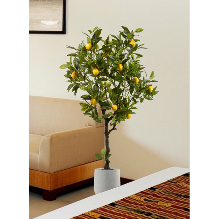 Gracie Oaks 47'' Faux Lemon Tree in Pot & Reviews Wayfair